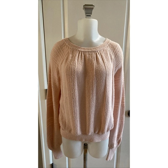 Meadow Rue Anthropologie Pale Pink Boucle Jumper Pullover Sweater Size Small - Picture 2 of 13